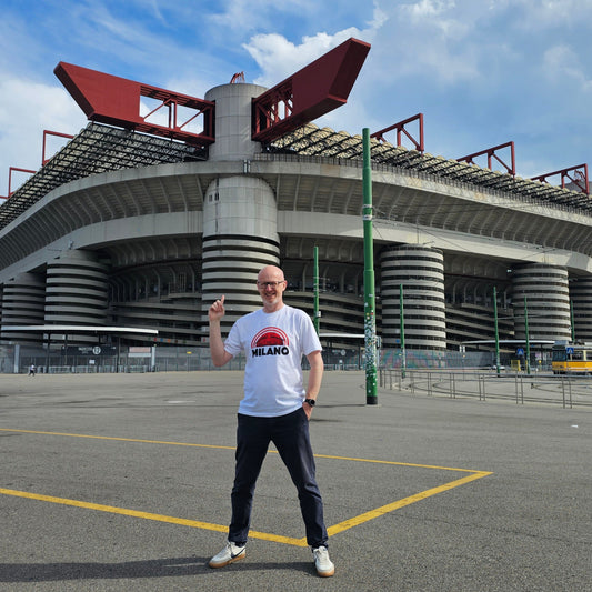 View of the author  outside the San Siro stadium