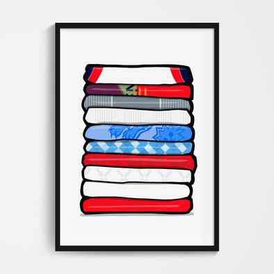 England Shirt Stack Print